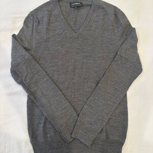 Express Men's Charcoal V-Neck Sweater